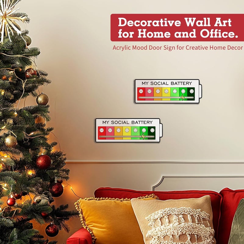 LRITER Acrylic Mood Door Sign for Creative Home Decor, 7 Emotion Expressions, Decorative Wall Art for Home and Office. (White) - Image 4